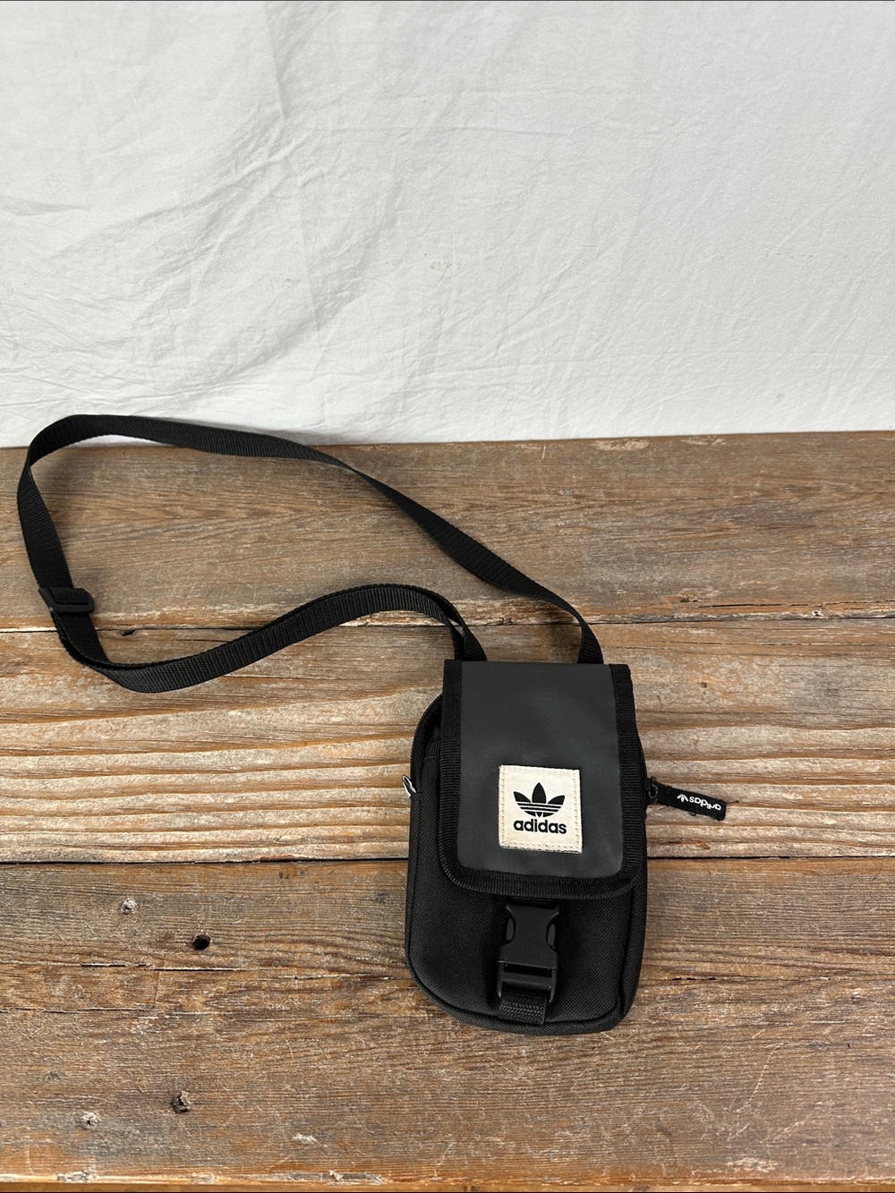 adidas Black Crossbody Belt Pouch with Trefoil Patch